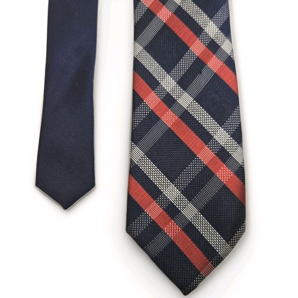Tommy Hilfiger Mens Silk Blue Red Check Tie Slim Classic Necktie